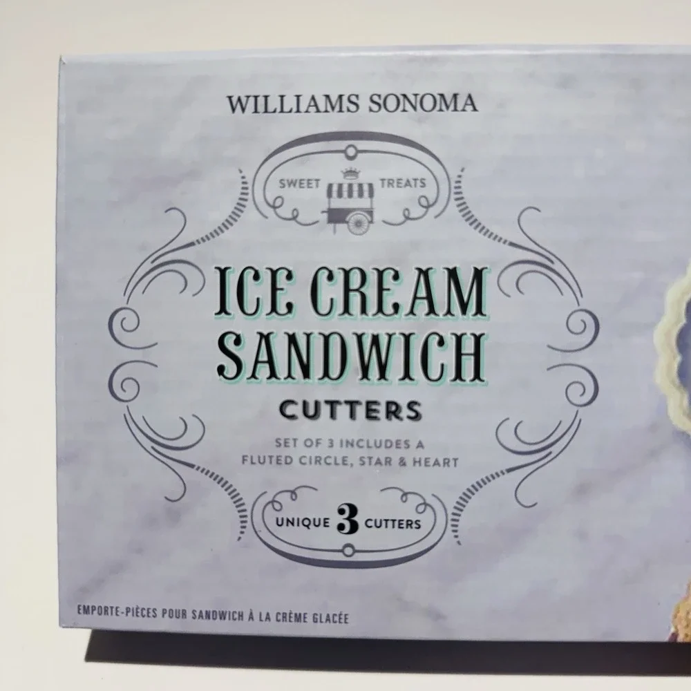 Williams Sonoma Ice Cream Sandwich Cutters 3 Piece Set Circle‎ Heart Star Shapes